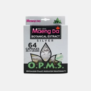 Opms-Silver-Red-Vein-Maeng-Da-box-64-Capsules-38.4-grams